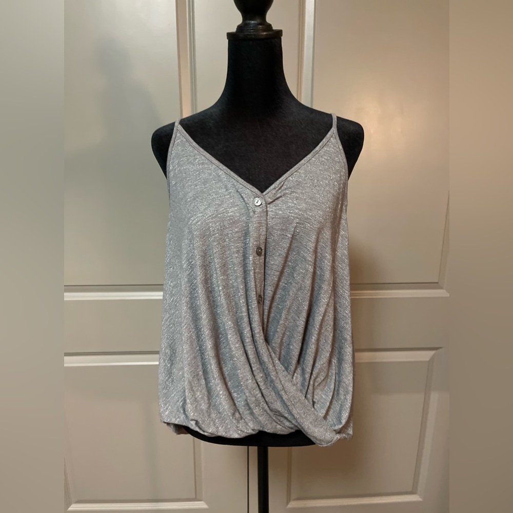 Gray button up tank top size medium